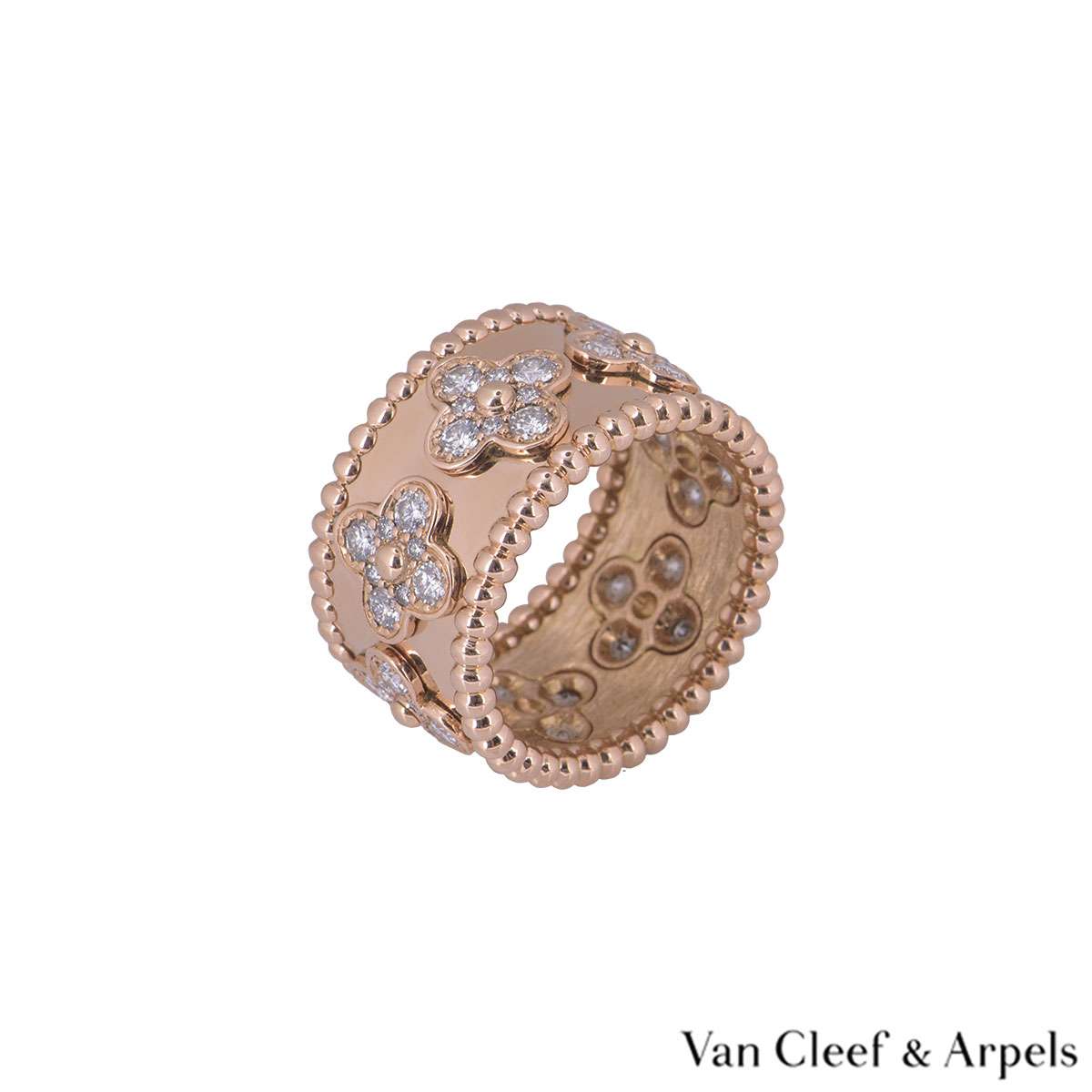 Custom Made Authentic Van Cleef & Arpels Perlée Clovers Ring